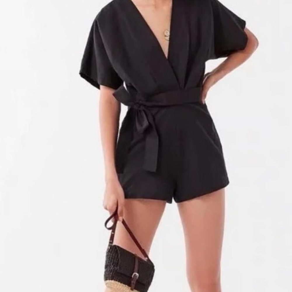 UO Black Wrap Romper